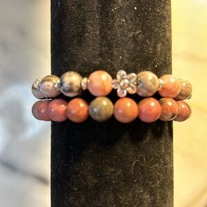 2 Handmade Natural Stone beaded bracelets